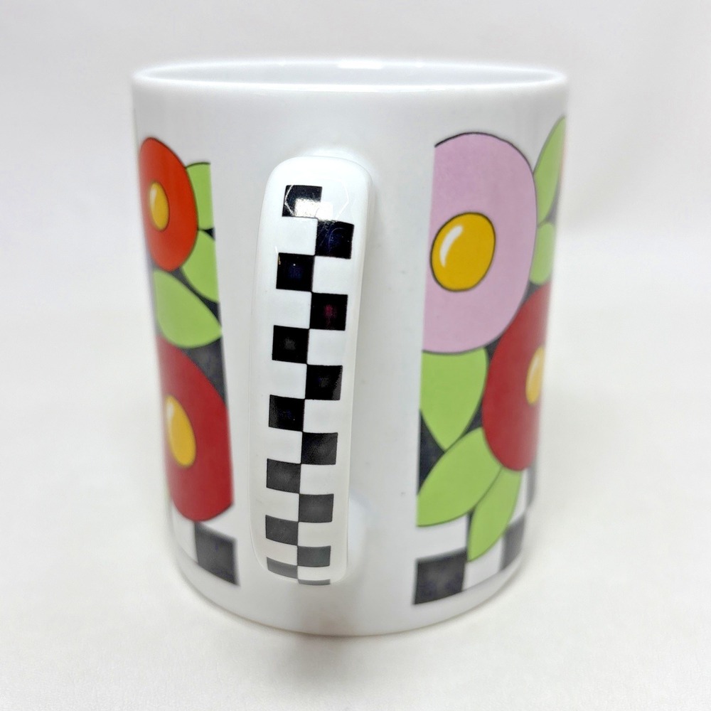 Vintage 90s Mary Engelbreit Bright Geometric Coffee Tea Mug Made In Taiwan Retro - Picture 4 of 7